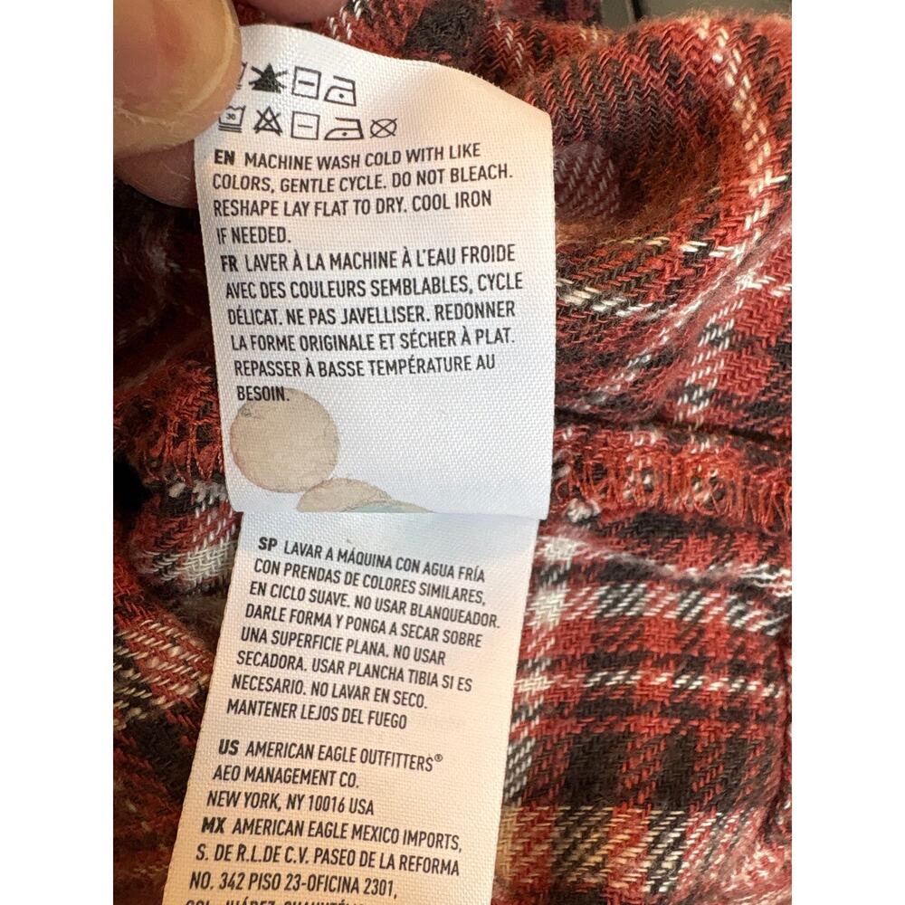 American Eagle Orange Plaid Peplum Baby doll Button Up Top Oversized Womens XL - Picture 6 of 6